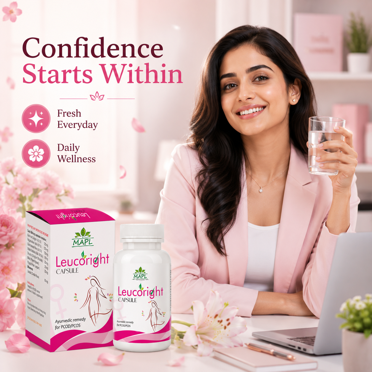 MAPL Leucoright Capsules 60 | Ayurvedic Women's Wellness | Vaginal Health & Hormonal Balance Support