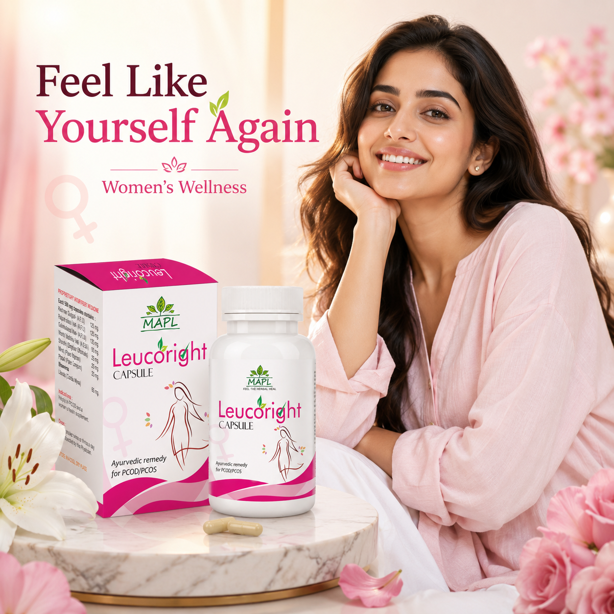 MAPL Leucoright Capsules 60 | Ayurvedic Women's Wellness | Vaginal Health & Hormonal Balance Support