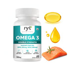 Ryt Nutrition Omega-3 Double Strength Fish Oil 1000mg | 360mg EPA & 240mg DHA | Supports Heart, Brain, Eye & Joint Health | Helps Maintain Healthy Cholesterol & Triglycerides | 60 Softgel Capsules