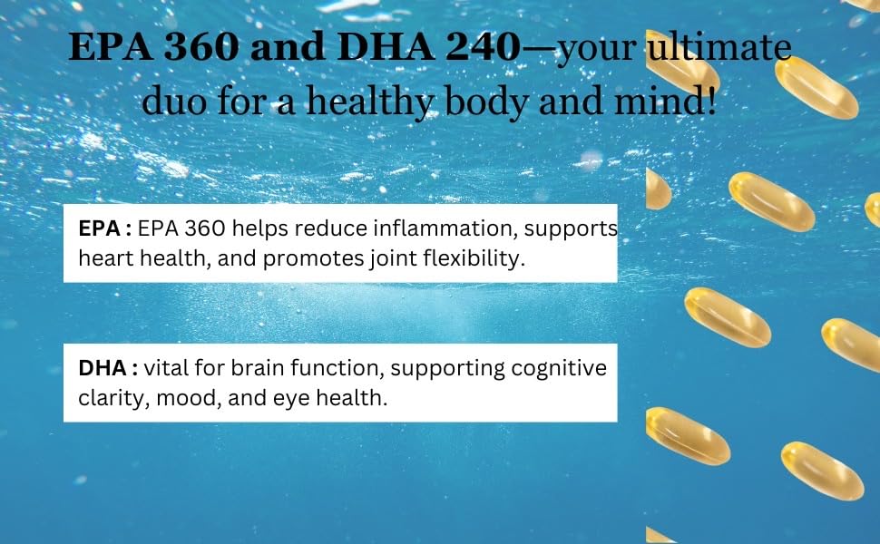Ryt Nutrition Omega-3 Double Strength Fish Oil 1000mg | 360mg EPA & 240mg DHA | Supports Heart, Brain, Eye & Joint Health | Helps Maintain Healthy Cholesterol & Triglycerides | 60 Softgel Capsules