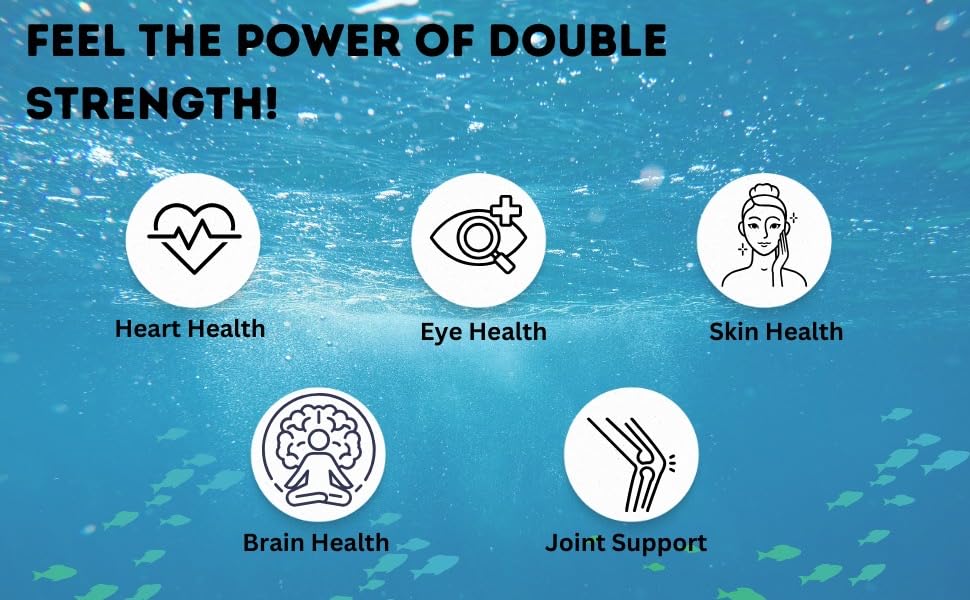 Ryt Nutrition Omega-3 Double Strength Fish Oil 1000mg | 360mg EPA & 240mg DHA | Supports Heart, Brain, Eye & Joint Health | Helps Maintain Healthy Cholesterol & Triglycerides | 60 Softgel Capsules