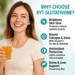 Ryt Nutrition Glutathione (600mg), 15 Effervescent Tablets (Orange Flavour), With Vitamin C & NAC | For Skin Health For Men & Women, Detoxification, And Immunity Booster