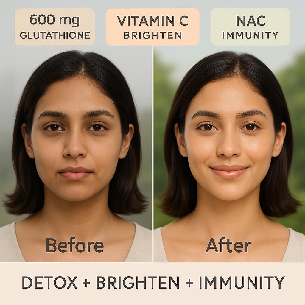 Ryt Nutrition Glutathione (600mg), 15 Effervescent Tablets (Orange Flavour), With Vitamin C & NAC | For Skin Health For Men & Women, Detoxification, And Immunity Booster