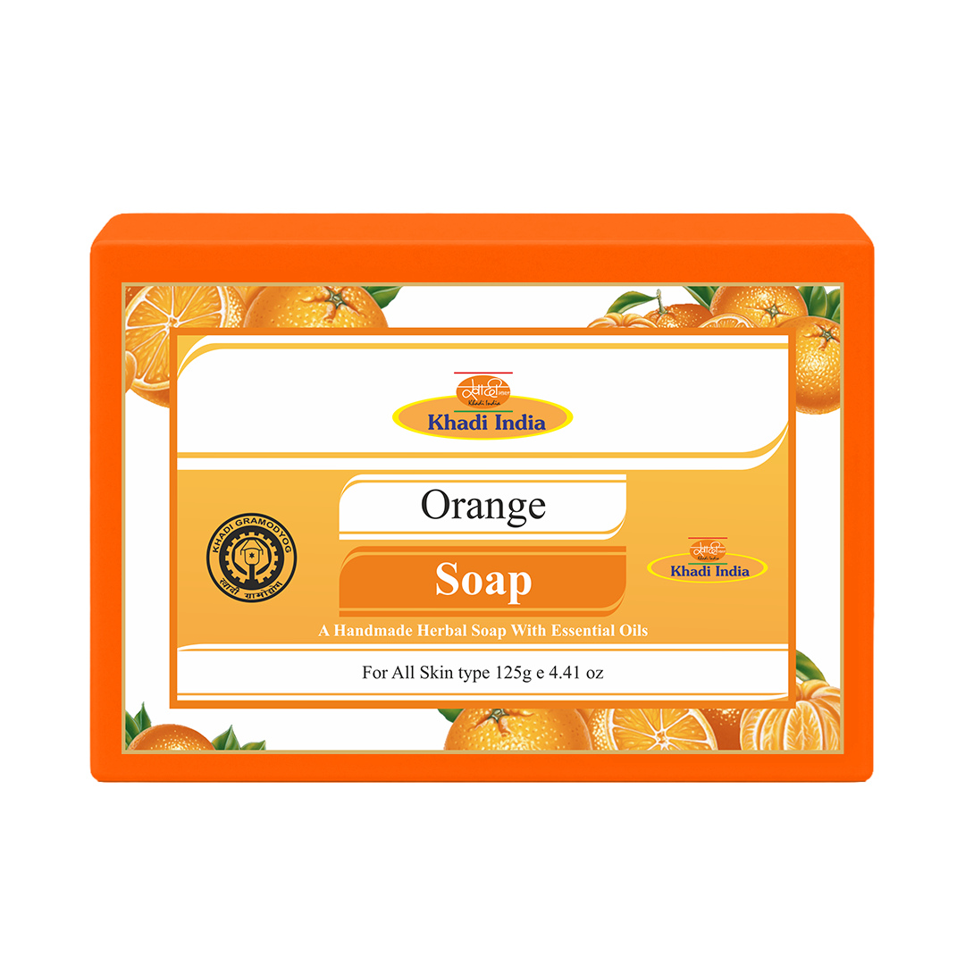 Khadi Care Herbal Orange Soap for Skin Brightening & Vitamin C - 125g