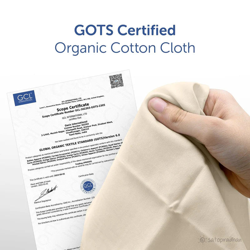 Satopradhan Organic Cotton Handkerchief for Men - 18”x18” Large | Soft Men’s Hankies - Cream White Colour - Pure, High-Quality Cloth - Eco-Friendly & Sweat Absorbent Handkerchiefs - Perfect Sustainable Gift
