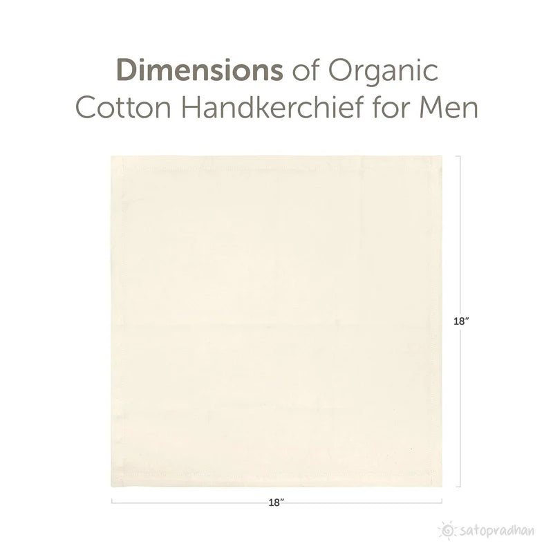 Satopradhan Organic Cotton Handkerchief for Men - 18”x18” Large | Soft Men’s Hankies - Cream White Colour - Pure, High-Quality Cloth - Eco-Friendly & Sweat Absorbent Handkerchiefs - Perfect Sustainable Gift