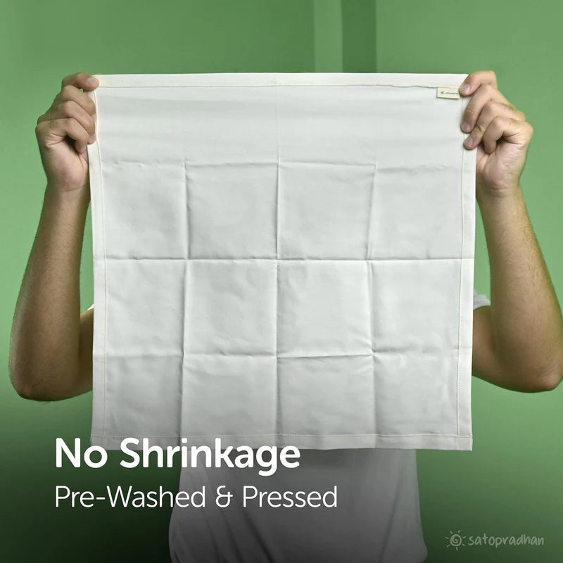 Satopradhan Organic Cotton Handkerchief for Men - 18”x18” Large | Soft Men’s Hankies - Cream White Colour - Pure, High-Quality Cloth - Eco-Friendly & Sweat Absorbent Handkerchiefs - Perfect Sustainable Gift