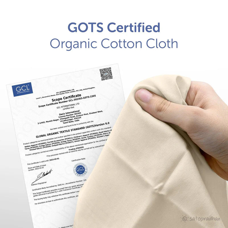 Satopradhan Organic Cotton Handkerchief for Women - Set of 6 - 12”x12”- Cream White - Extra Soft Cotton Hankies for Females/Girls - Sweat Absorbent - High Quality & Eco-Friendly Gift for Loved Ones - Unbleached & undyed