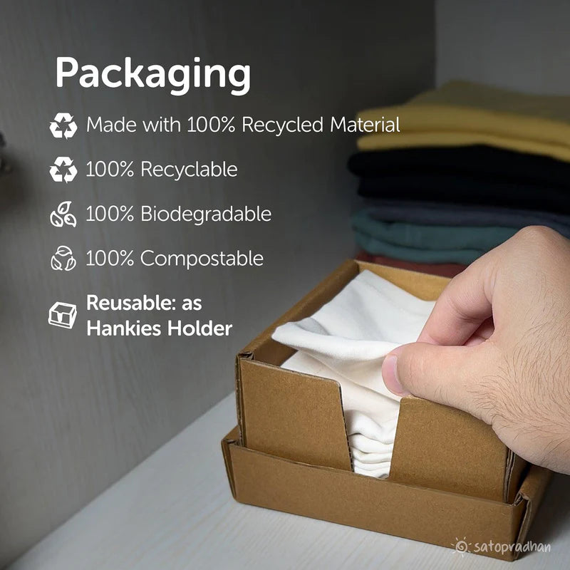 Satopradhan Organic Cotton Handkerchief for Women - Set of 6 - 12”x12”- Cream White - Extra Soft Cotton Hankies for Females/Girls - Sweat Absorbent - High Quality & Eco-Friendly Gift for Loved Ones - Unbleached & undyed