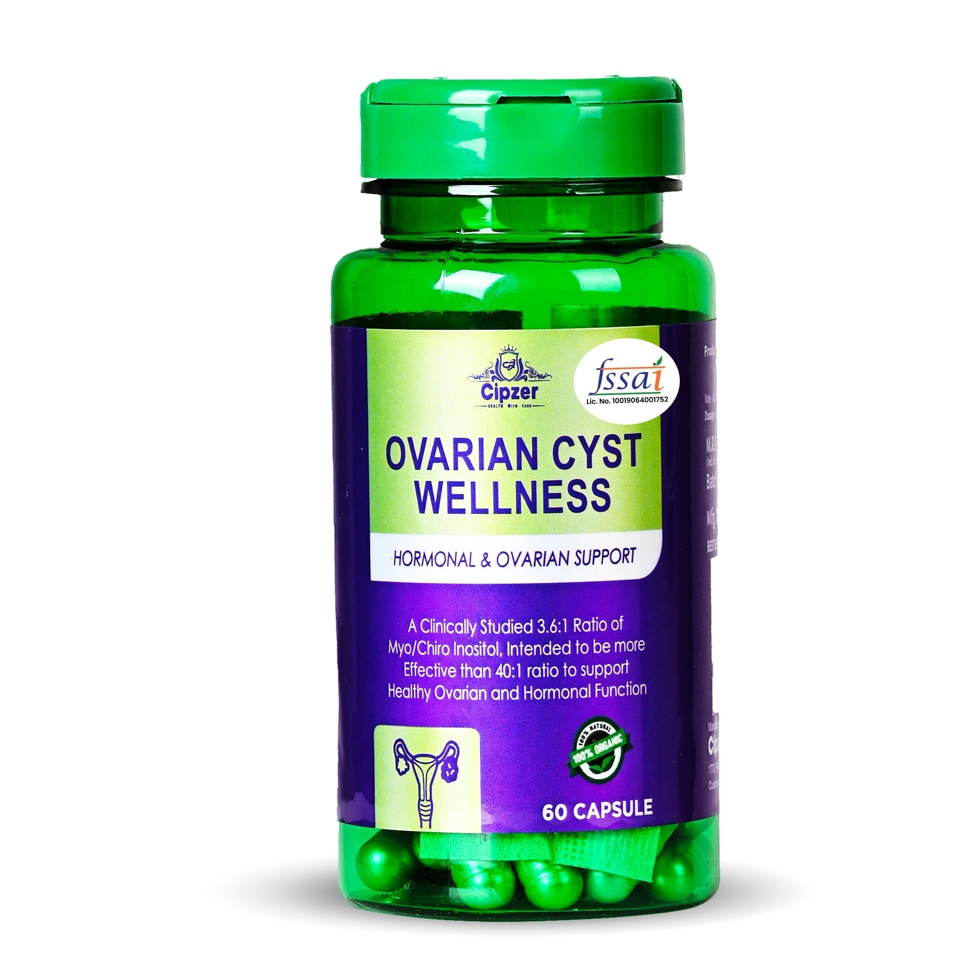 Cipzer Ovarian Cyst Wellness 60 Capsules | Herbal Support for Ovarian Cysts, Hormonal Balance & Fertility
