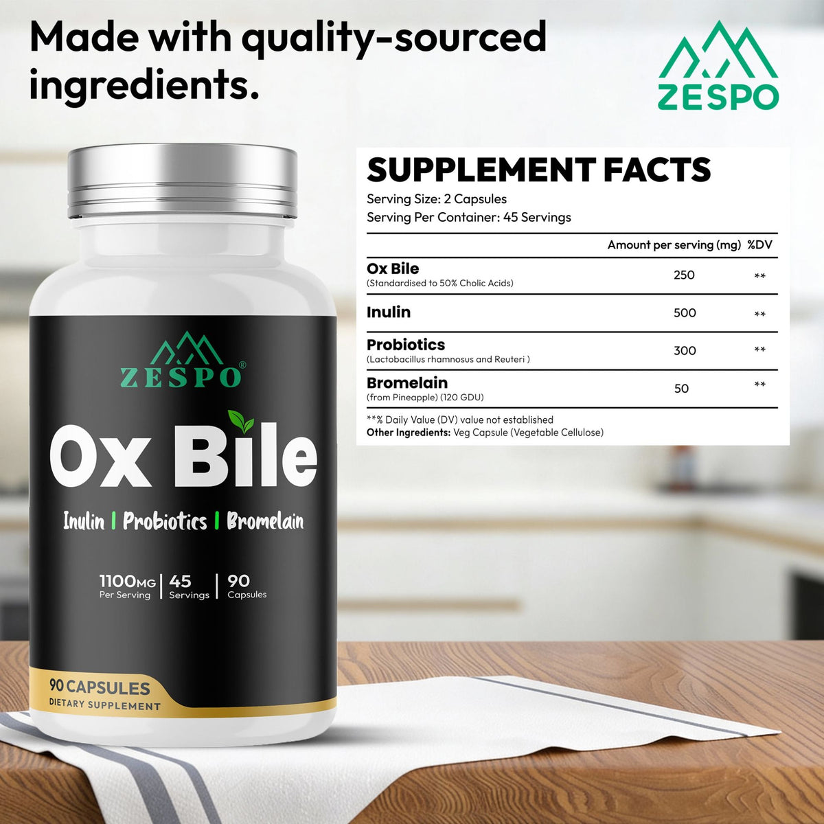 Zespo Ox Bile 1,100 mg – 60 Capsules