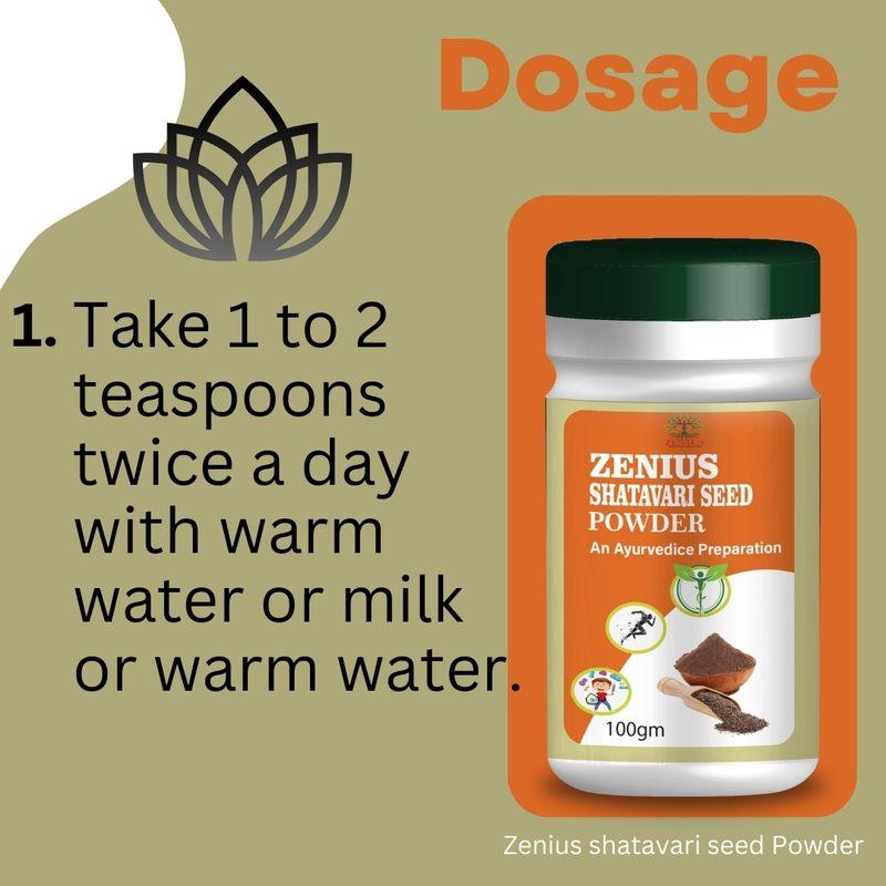Zenius Shatavari seed Powder - for Sexual Health and Stamina Boosting - 100gm Powder