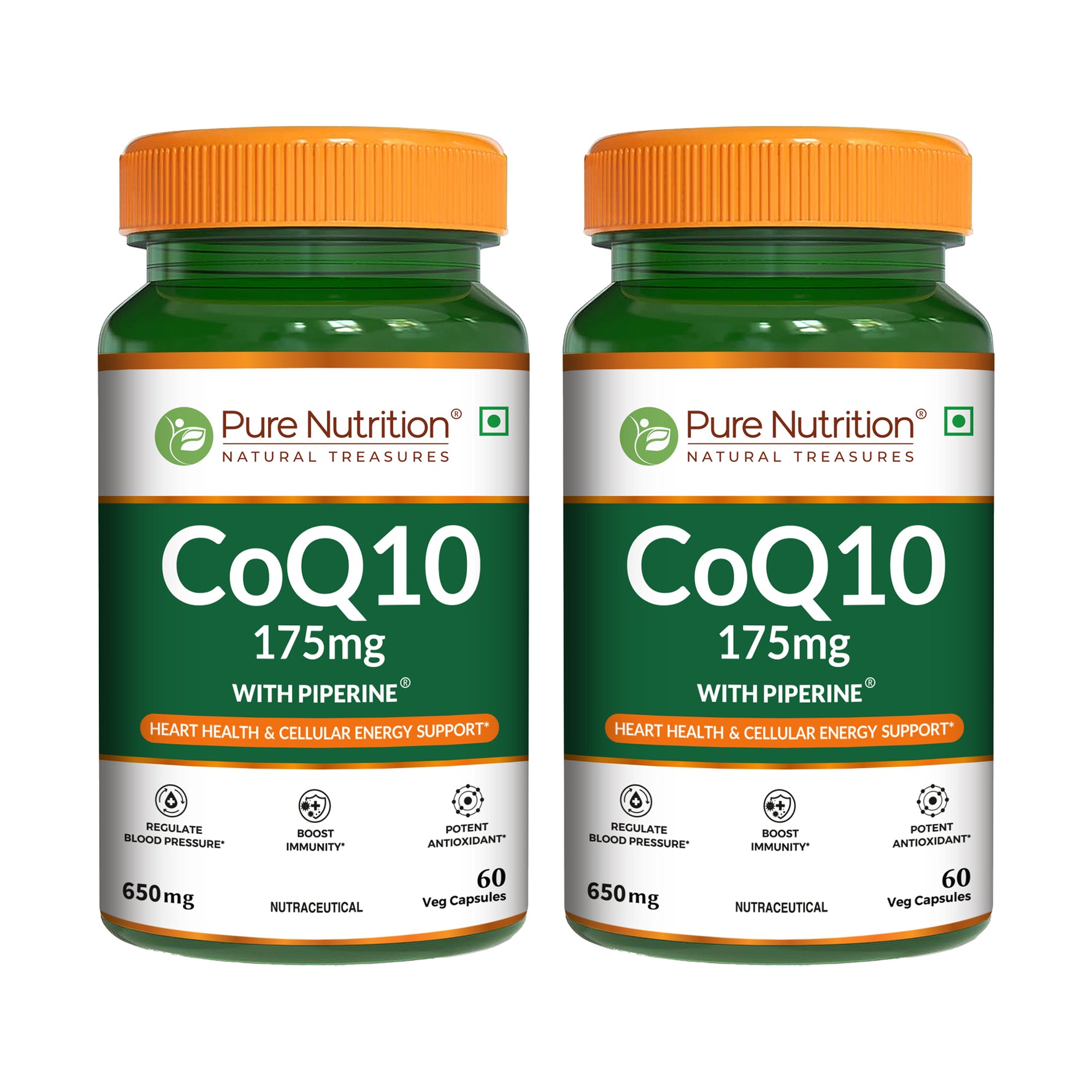 Pure Nutrition Bio Coenzyme Q10 175mg Veg Capsules, 60 Count - Cellular Vitality