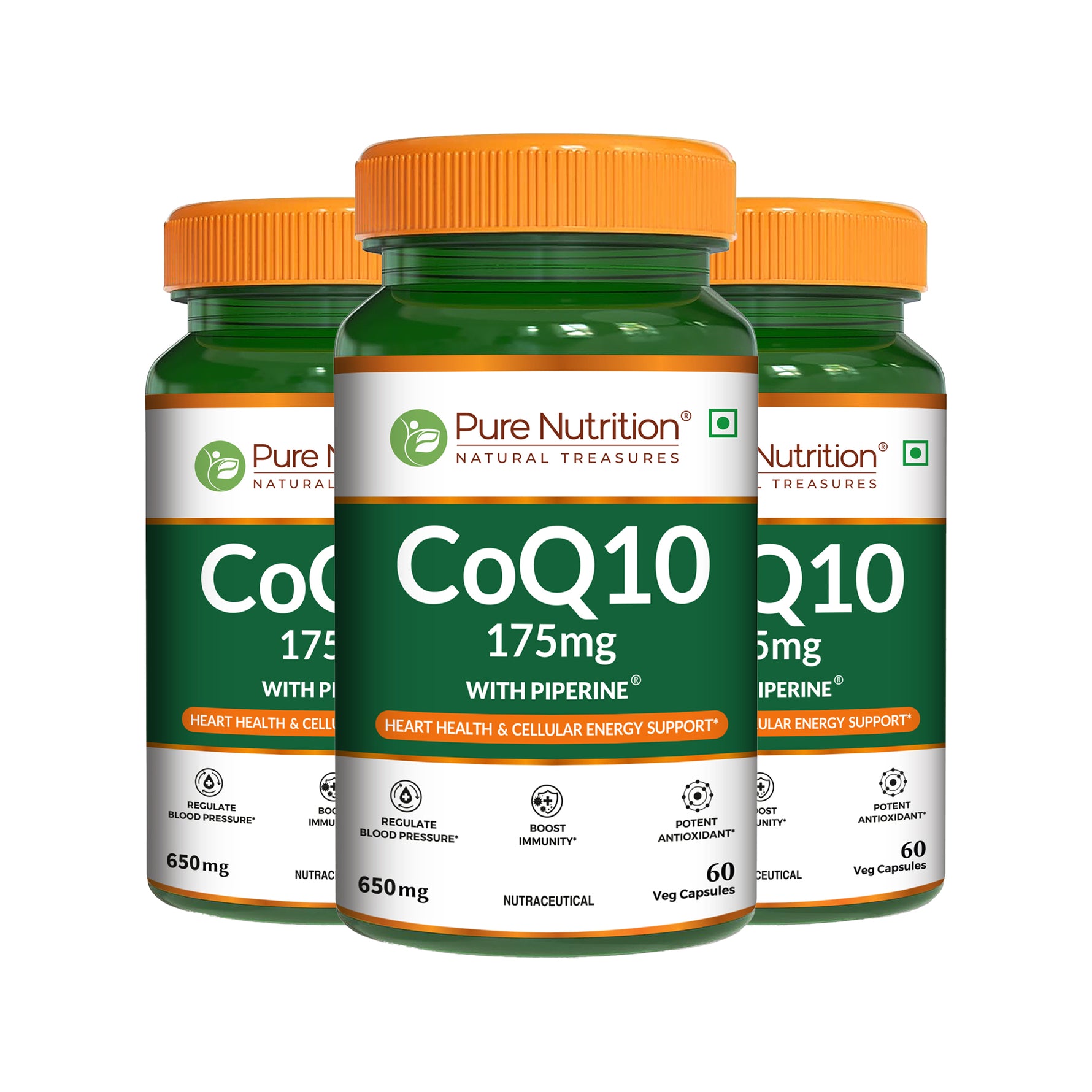 Pure Nutrition Bio Coenzyme Q10 175mg Veg Capsules, 60 Count - Cellular Vitality