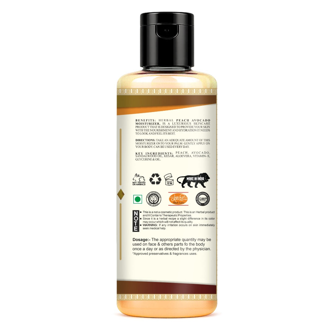 Khadi Care Herbal Peach & Avacado Moisturizer with Sheabutter SLS-Paraben Free - 210ml