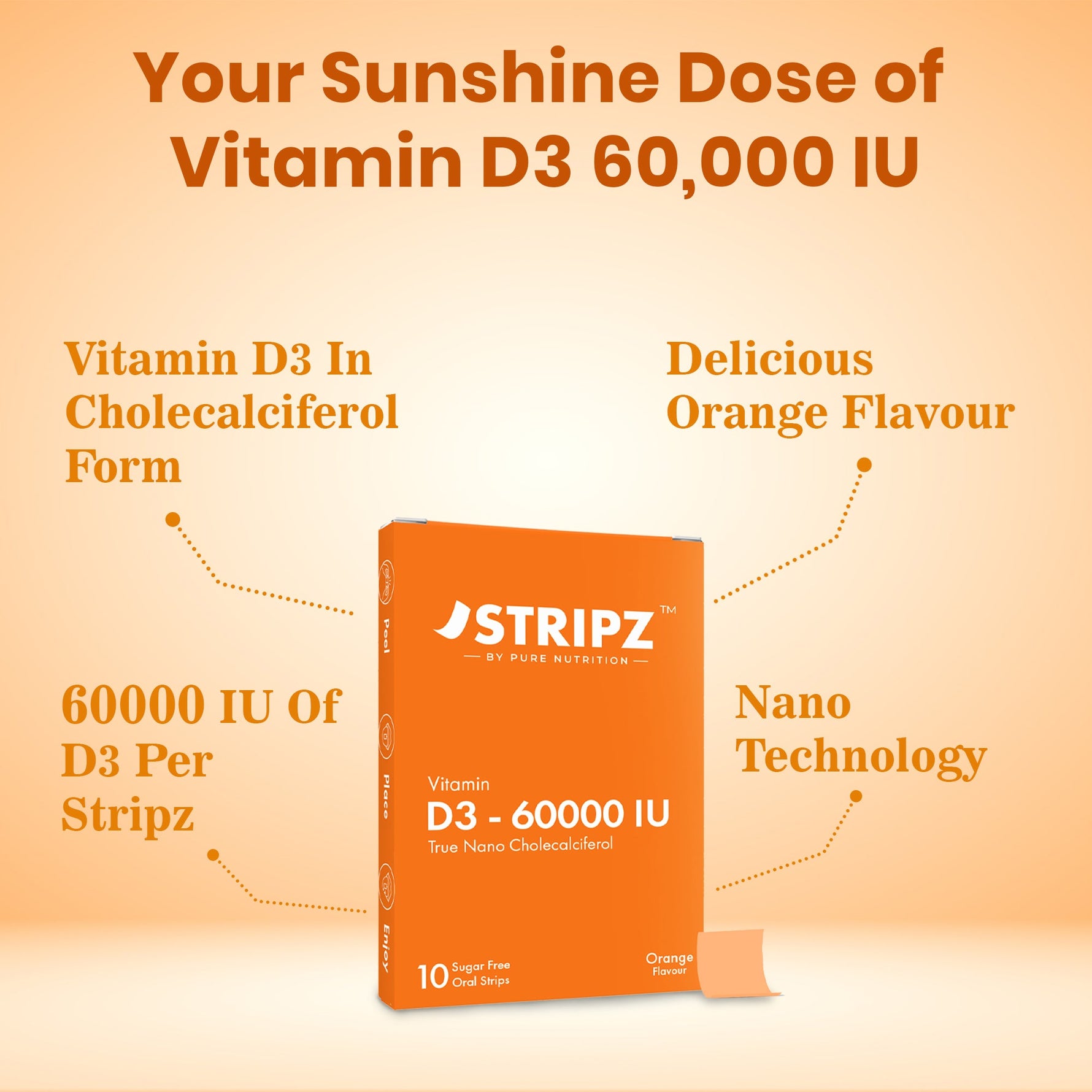 Pure Nutrition Vitamin D3 60000 IU (10 ODS) Stripe