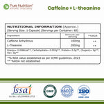 Pure Nutrition Caffeine 100 mg + L-Theanine 200 mg – 60 Vegetarian Capsules