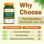 Pure Nutrition Multivitamin with Probiotics & Ginseng – 180 Capsules | Daily Wellness Formula