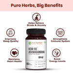Pure Nutrition Ashwagandha KSM66 (500mg) - 60 Capsules | Ashwagandha Supplement for Men & Women | Clinically Studied Root Extract | Supports Stress Relief, Energy, Stamina & Recovery