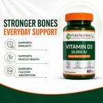Pure Nutrition Vitamin D3 10,000 IU, 60 Tablets | Bone, Muscle & Immune Health Support