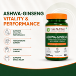Pure Nutrition Ashwaginseng 60 Tablets | Ashwagandha & Ginseng Herbal Supplement | Stress & Energy Support