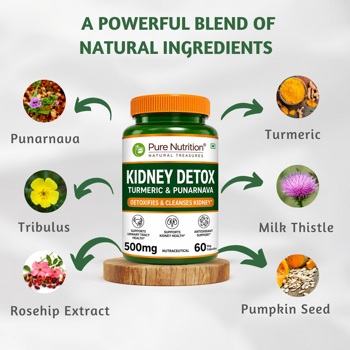 Pure Nutrition Kidney Detox Turmeric & Vitamin C Veg Capsule - 60 Capsules