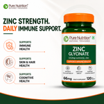 Pure Nutrition Zinc Glycinate Supplement (66 mg) | 120 Veg Capsules