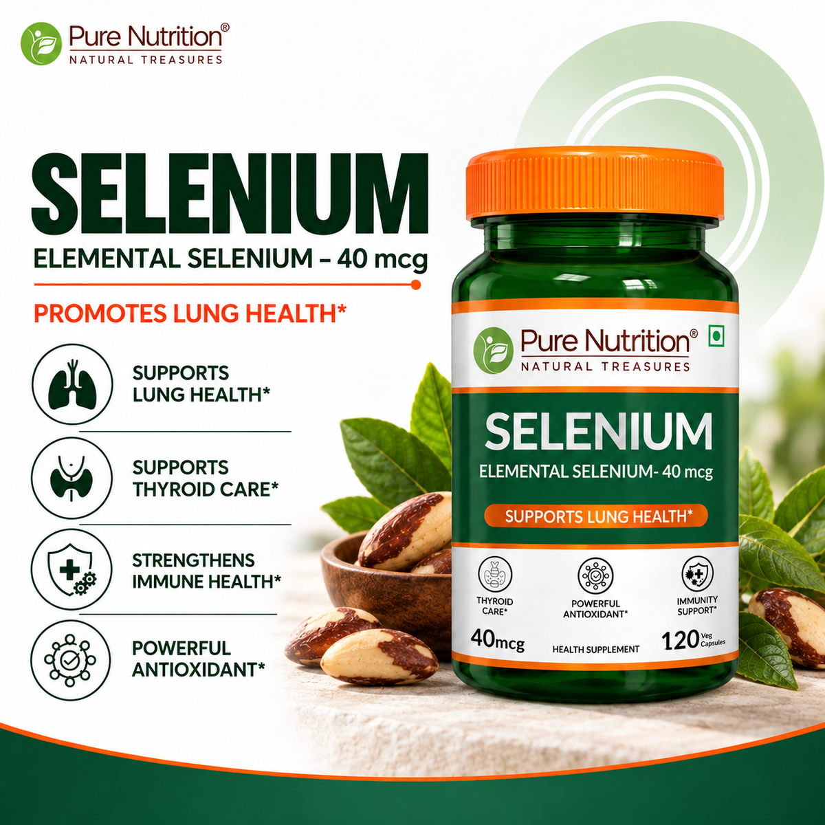Pure Nutrition Selenium Extract 120 Veg Capsules | Antioxidant & Immune Health Support