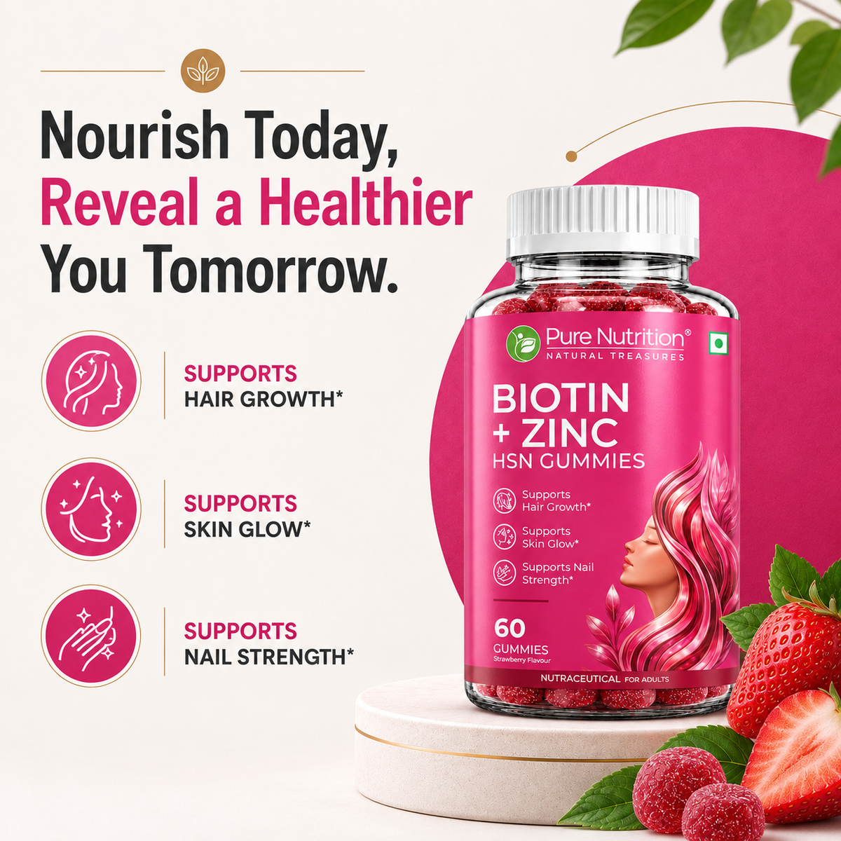 Pure Nutrition Biotin + Zinc HSN Gummies – 60 Gummies