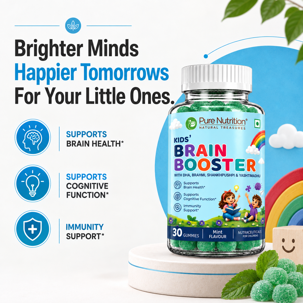 Pure Nutrition Kids' Brain Booster Gummies – 30 Gummies