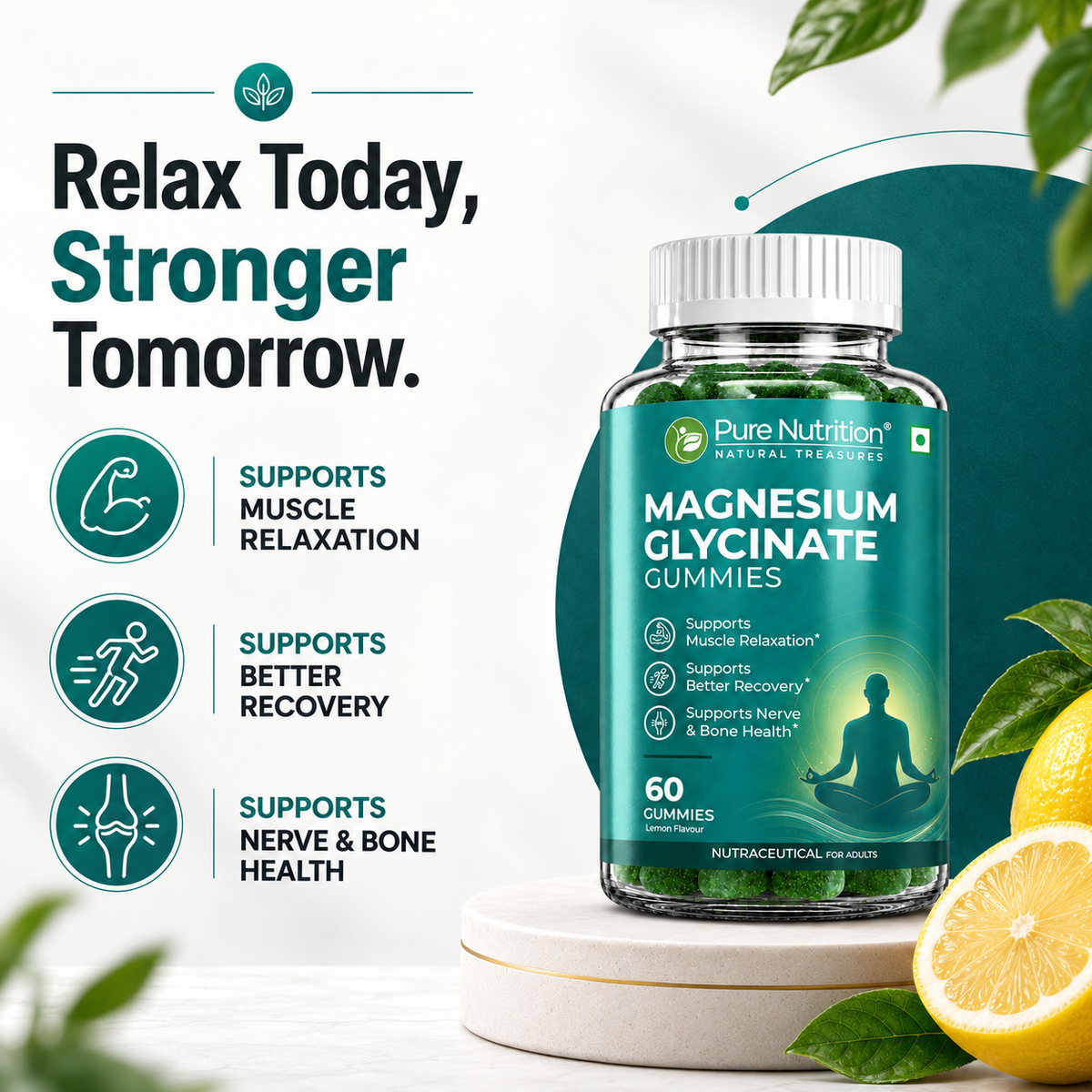 Pure Nutrition Magnesium Glycinate Gummies – 60 Gummies