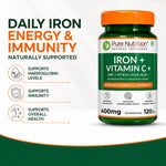 Pure Nutrition Vitamin C with Amla Extract + Zinc Supplement | Boost Immunity | Support In Skin & bone Health - 120 Veg Tablets
