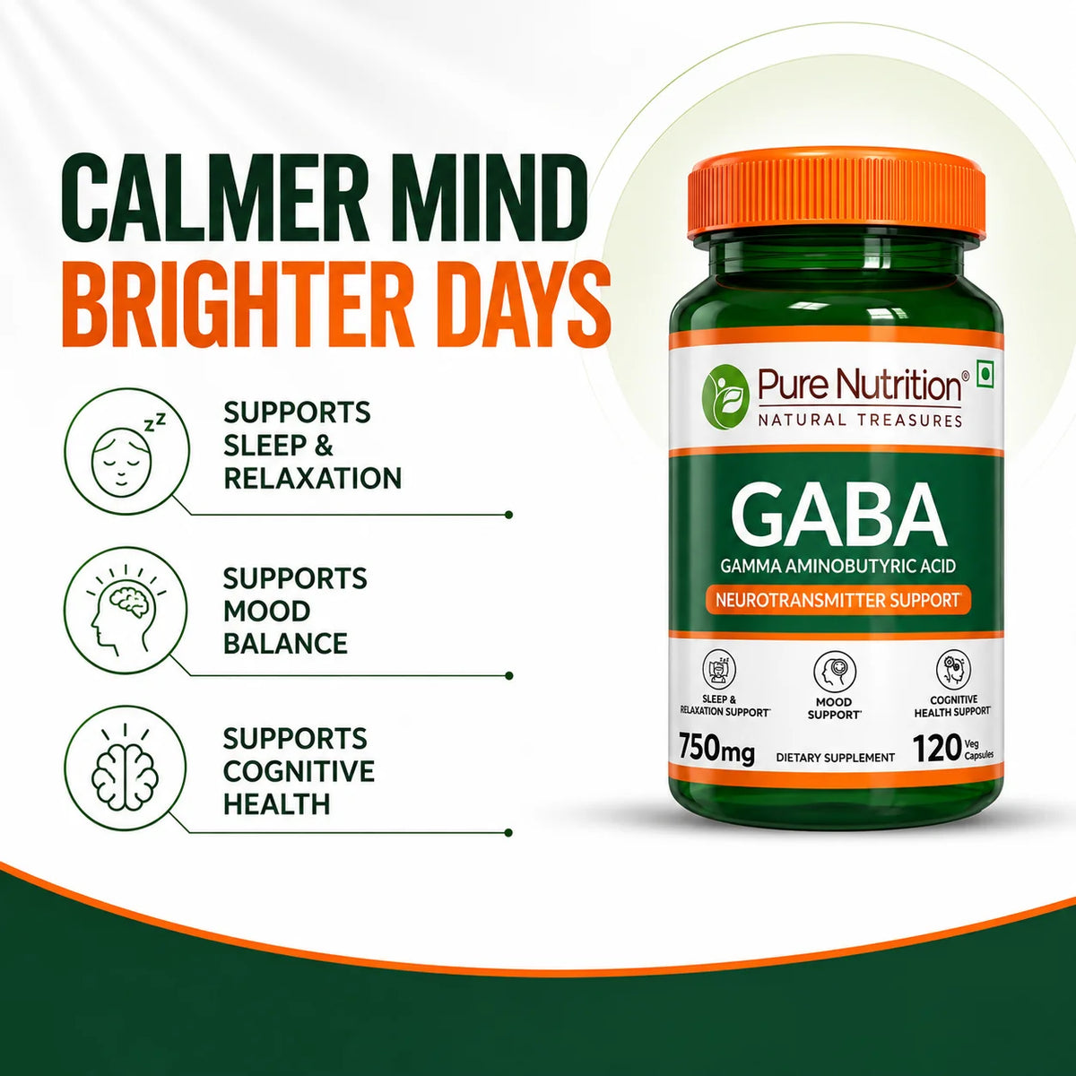 GABA 750mg | Gamma Aminobutyric Acid Supplement | Supports Relaxation, Mental Wellness & Daily Balance