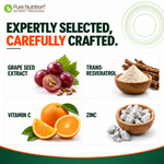 Pure Nutrition Resveratrol Capsules 255mg for Anti-Aging, Heart Health & Immunity | Powerful Antioxidant with Grape Seed Extract for Skin Radiance - 60 Capsules