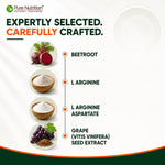 Pure Nutrition Beetroot 10:1 Extract + L-Arginine | 1250mg | 60 Veg Capsules