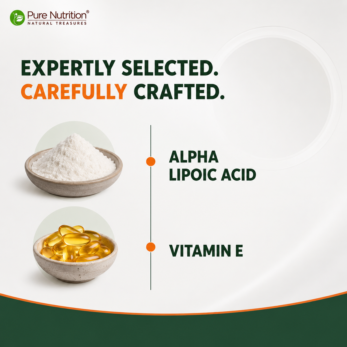 Pure Nutrition Alpha Lipoic Acid (ALA) Capsules 300mg - 120 Veg Capsules with Vitamin E