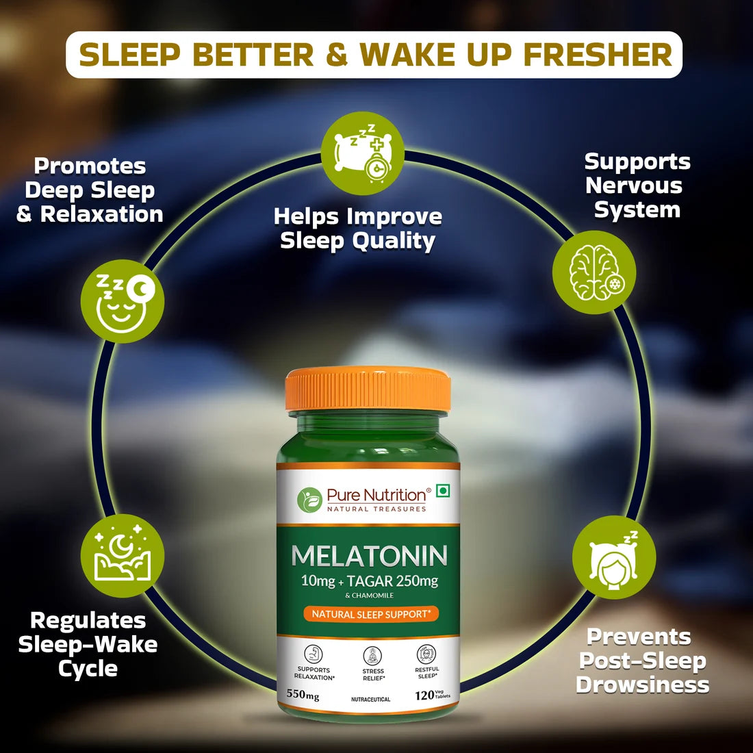 Pure Nutrition Melatonin Sustained Release Tablet - 10mg - 120 Tablets