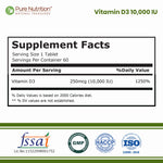 Pure Nutrition Vitamin D3 10,000 IU, 60 Tablets | Bone, Muscle & Immune Health Support