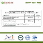 Pure Nutrition Horny Goat Weed with Maca Root Extract 1000mg – 60 Veg Capsules | Supports Energy, Stamina, Bone & Hormonal Health
