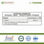 Pure Nutrition L-Theanine 200mg – 120 Veg Capsules for Relaxation, Focus & Cognitive Wellness