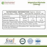 Pure Nutrition Magnesium Glycinate 550mg – 60 Tablets | Relaxation & Muscle Support