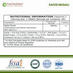 Pure Nutrition Safed Musali – 500mg, 60 Veg Tablets | Ayurvedic Herbal Supplement for Muscle Strength, Stamina, Immunity, Energy & Endurance