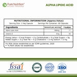 Pure Nutrition Alpha Lipoic Acid (ALA) 300mg - 60 Veg Capsules with Vitamin E