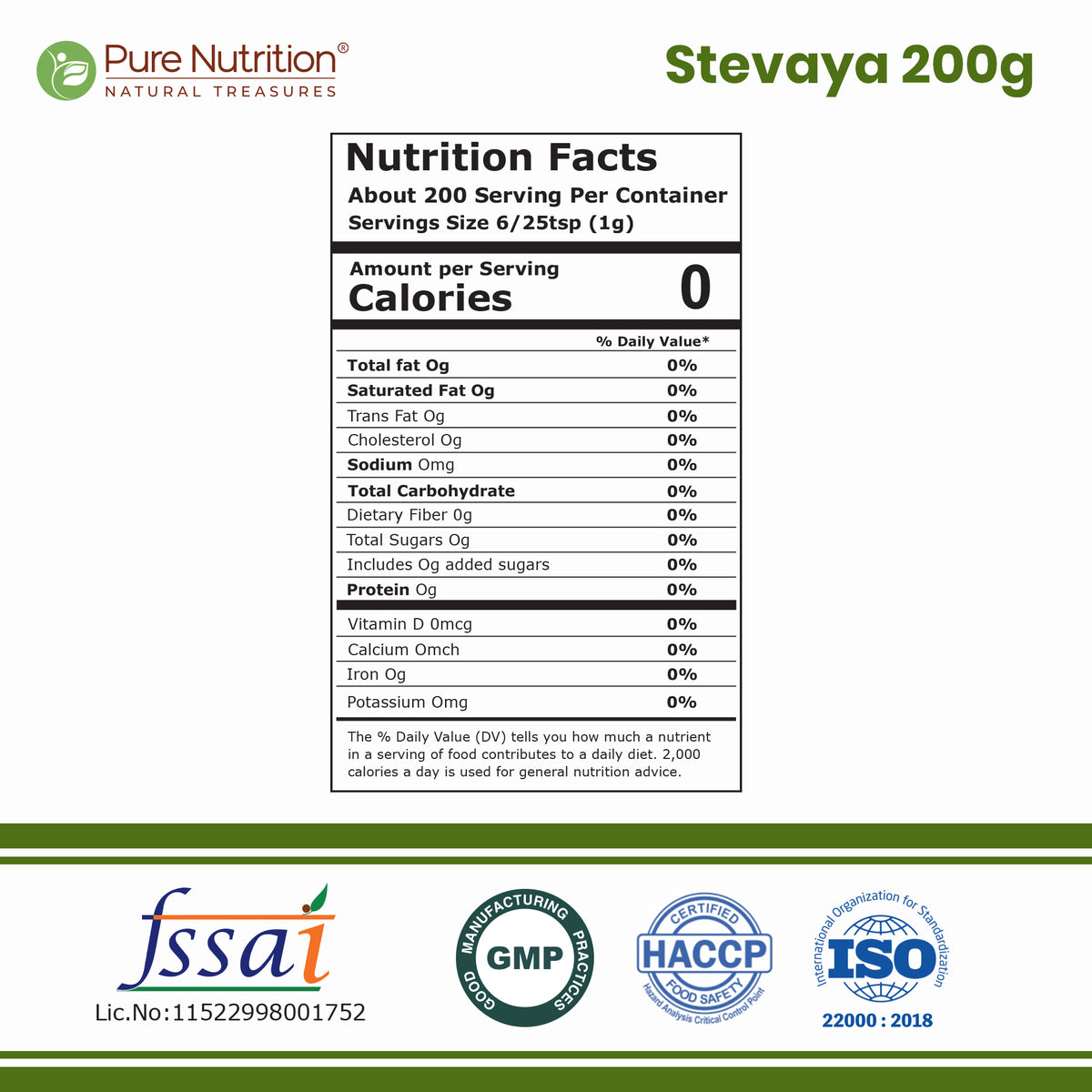 Pure Nutrition Stevia Powder, 200g