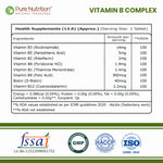 Pure Nutrition B-Complex 60 Veg Tabs – 100% RDA of B1, B2, B3, B5, B6, B9 | Boosts Immunity, Supports Hair Growth, Energy & Overall Health for Men & Women