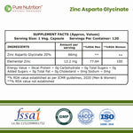 Pure Nutrition Zinc Glycinate Supplement (66 mg) | 120 Veg Capsules