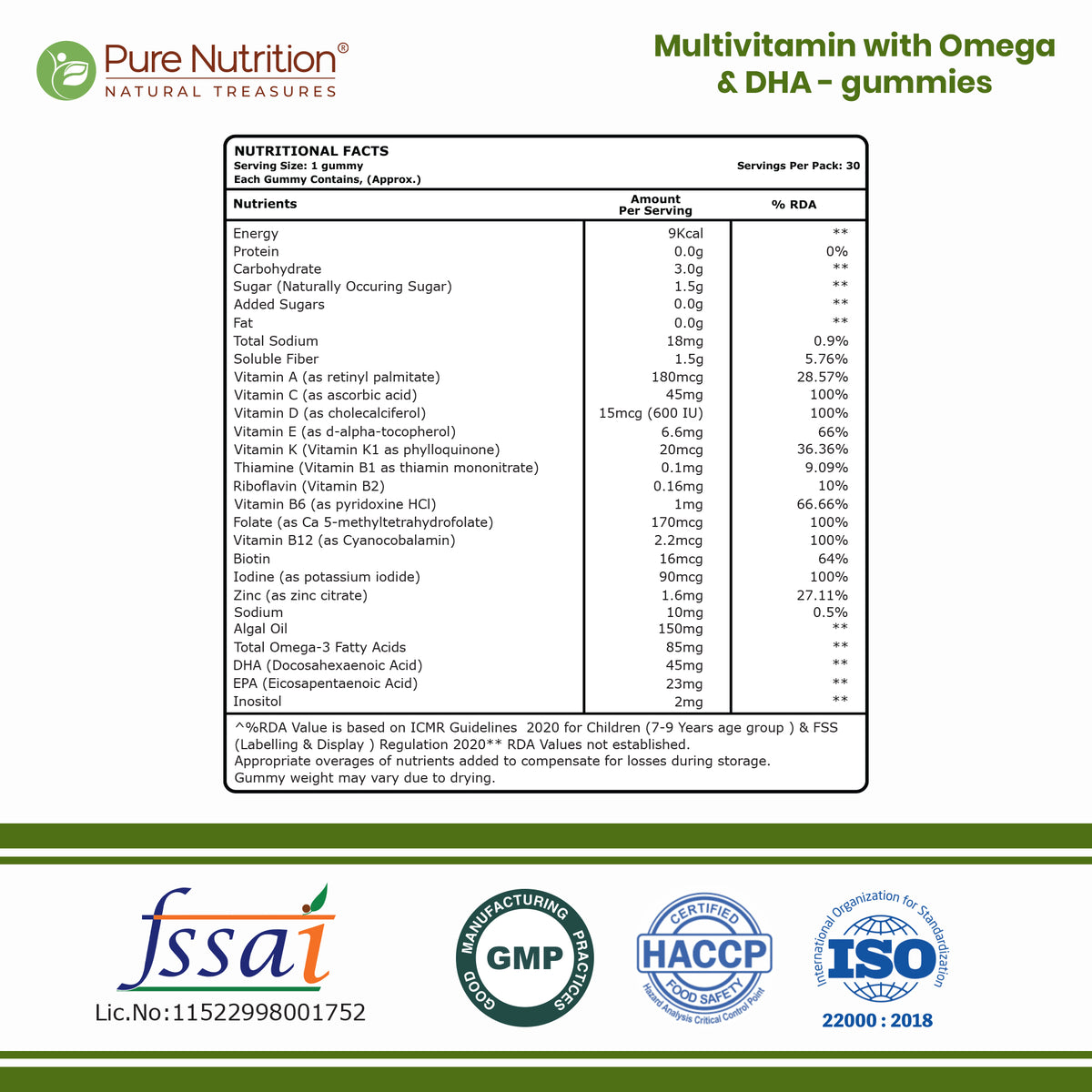 Pure Nutrition Kids' Multivita Gummies – 30 Gummies