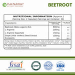 Pure Nutrition Beetroot 10:1 Extract + L-Arginine | 1250mg | 60 Veg Capsules