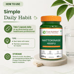 Pure Nutrition Nattokinase 4000 FU 200mg 60 Veg Capsules | Fermented Soy Natto Extract Enzyme | Cardiovascular & Circulation Support Supplement | High Potency Fibrinolytic Formula