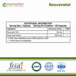 Pure Nutrition Resveratrol Capsules 255mg for Anti-Aging, Heart Health & Immunity | Powerful Antioxidant with Grape Seed Extract for Skin Radiance - 60 Capsules